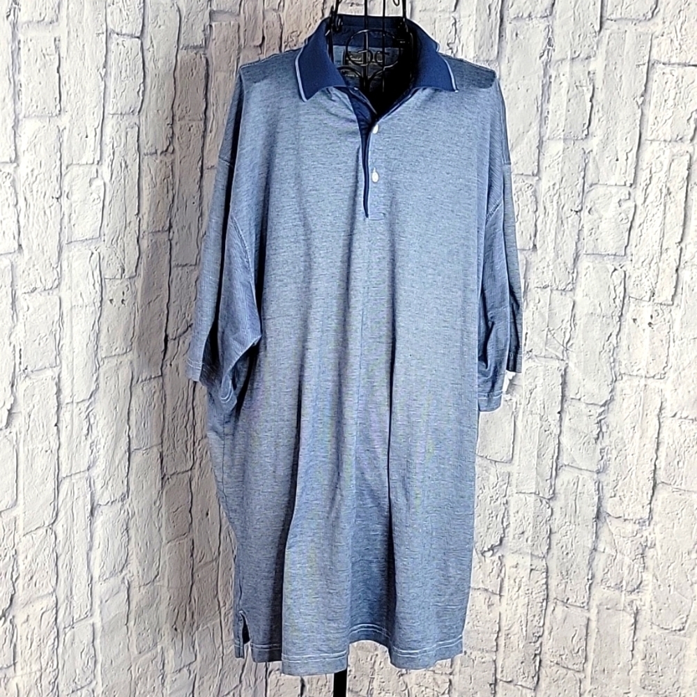 DANIEL CREMIEUX‎ Blue Striped Polo Shirt XXL
